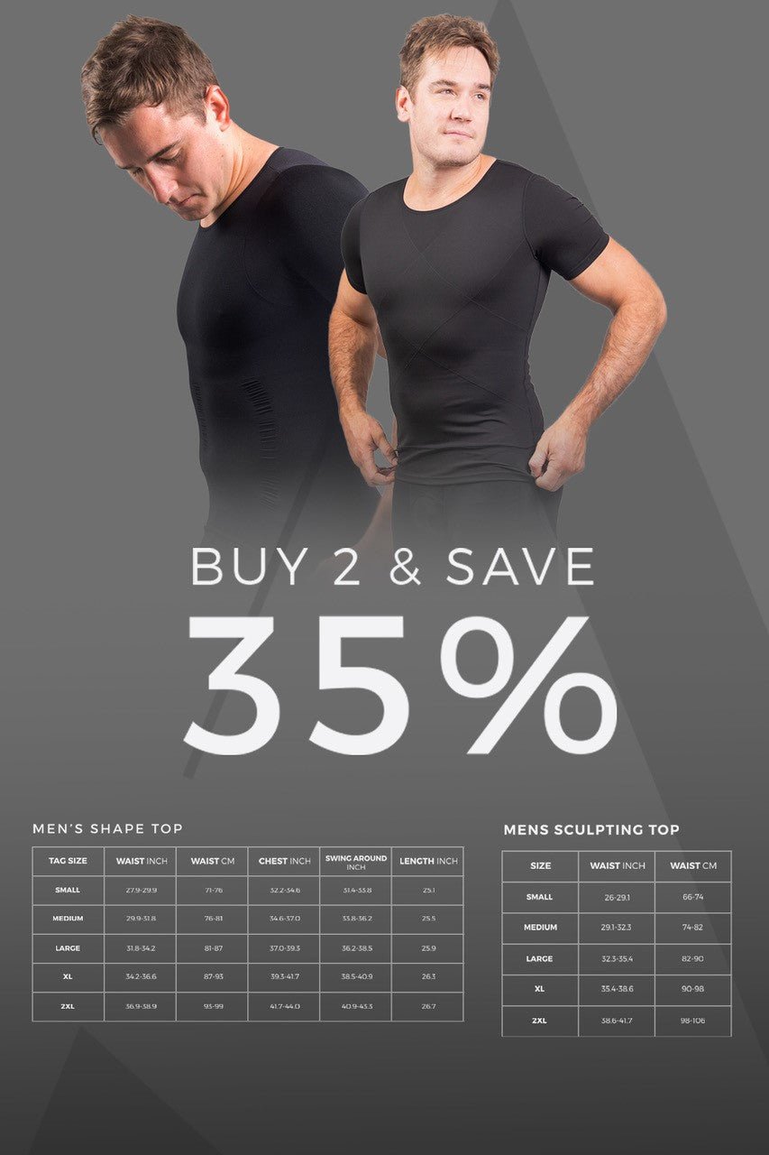 2 PACK - MENS SHAPEWEAR TOPS (SHAPING TOP & SCUPLTING TOP) 35% OFF - Shape Clothing